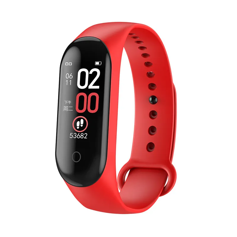 M4 смарт-браслет кровяное давление/монитор сердечного ритма/шагомер спортивные браслеты Bluetooth здоровье умный Браслет для фитнеса - Цвет: Красный