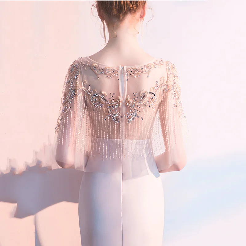 Изысканные стразы, дамское платье для выпускного вечера, Qipao, элегантное, со шлейфом, оболочка, Русалка, халат De Soiree, сексуальное, открытое, халат De Soiree