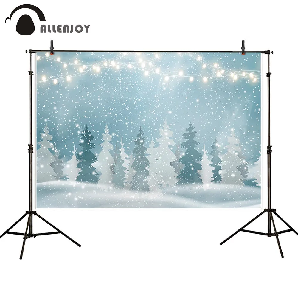 Allenjoy фотографические фоны зима Лес Снег светильник пост на Рождество для малышей; блестящий Фотофон фон для фотосъемки фотосессия