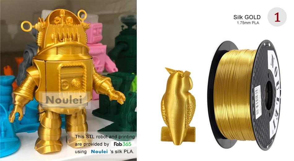 Filamento de Seda Dureza do Filamento da Impressora Como o Material de Impressão da Sensação Pla + Maior 3d de Noulei 1kg de Metal Filamento Brilhante Pla 1.75mm 3d 6 High Quality Computador e Escritório
