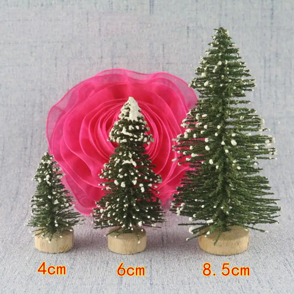 12 шт. мини-елка сизаль снег матовые деревья с деревянной основой для рождественского декора мини-елка Настольный Декор