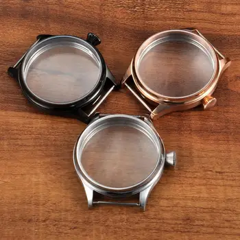 

Watch Parts , 44mm Black/Sliver/Rosegold stainless steel Watch Case Fit ETA 6498 6497 Hand Winding ST3600 movement G2002