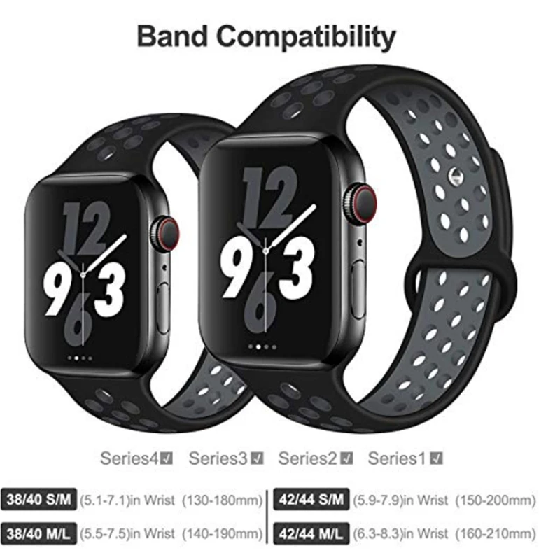 Ремешок для Apple Watch 4, 3, 2, 1, 42 мм, 38 мм, 40 мм, 44 мм, браслет, силиконовый ремешок для iwatch sports series 4, 3, 2 и 1