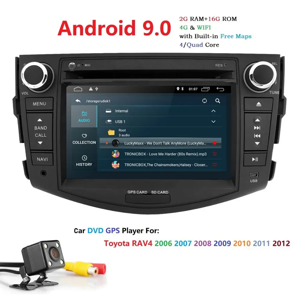 Flash Deal 4QuadCore 2+16 Car DVD 2 din Android 9.0 For Toyota Rav4 2007-2012 2din car pc stereo gps navigation with capacitive screen+wifi 3