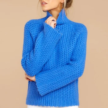 

Women Sweater Pullover Turtleneck Solid Color Large Size Sweater Autumn Winter Long Sleeved Sweaters