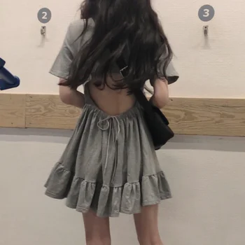 

Korean Spring And Summer 2020 New Fashion Vintage Sweet Ruffles Sexy Off Shoulder Dress Casual Short Sleeve Dress Women