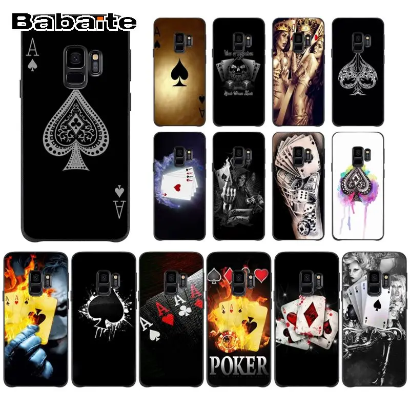 

ace family poker King queen Smart Cover Black Soft Shell Phone Case For Samsung Galaxy s10 s10plus s6 s9 s8 plus s7 s6edge cases