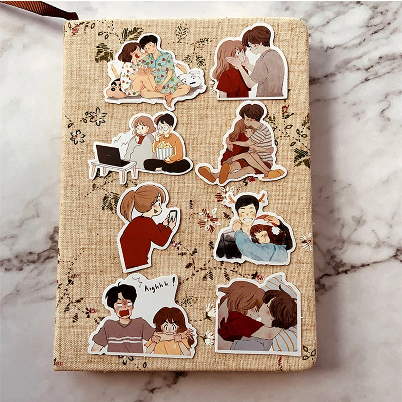 62Pcs INS Couple sticker DIY scrapbooking journal base collage diary happy plan gift seal decoration sticker