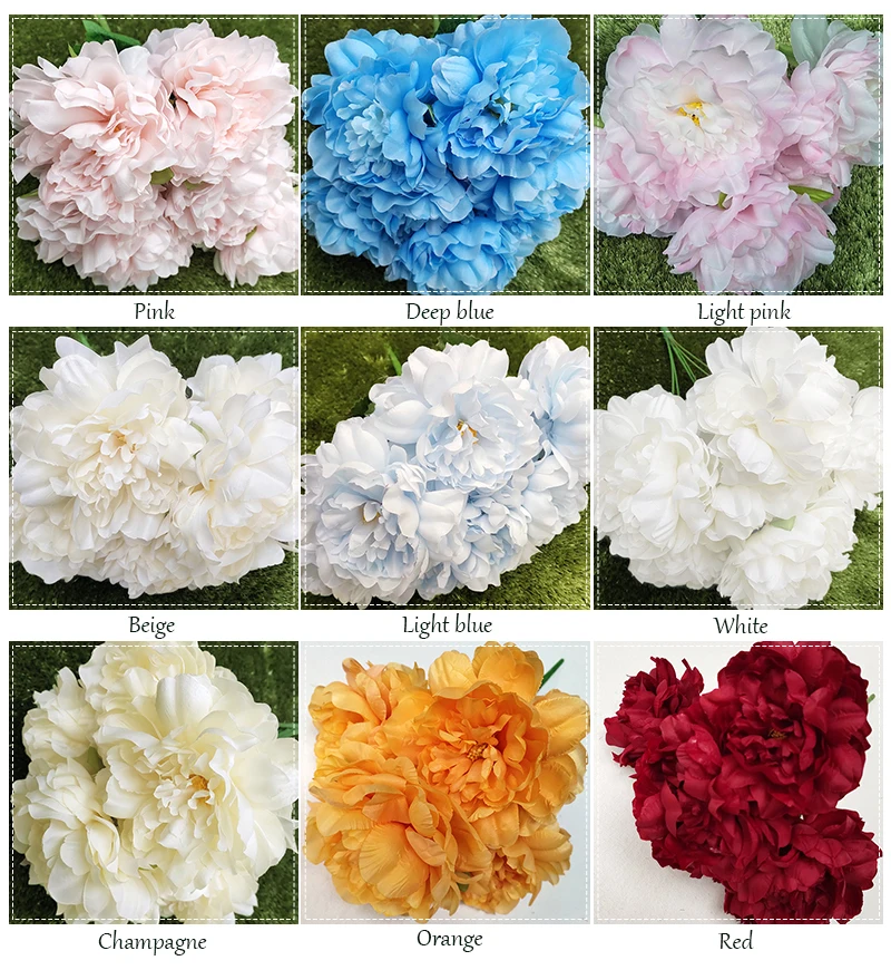 JAROWN European Style Artificial Bouquet 5 Heads Peony Home Decoration Fake Flowers Wedding Venue Layout Props Plantas Artificiales Para Decoracion (101)