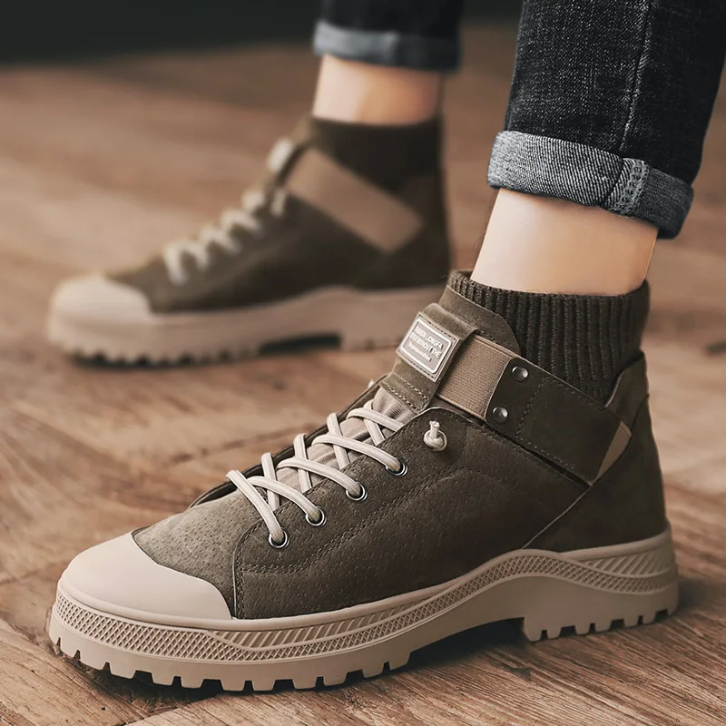 

2019 Autumn & Winter New Style Genuine Leather Hight-top Men Martin Boots Korean-style Trend Casual Worker Boot Retro Men's Boot