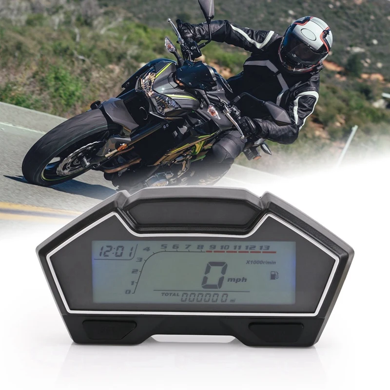 

Universal Motorcycle Speedometer Rpm Speed Fuel Meter 199 Kph Mph Diy Odometer