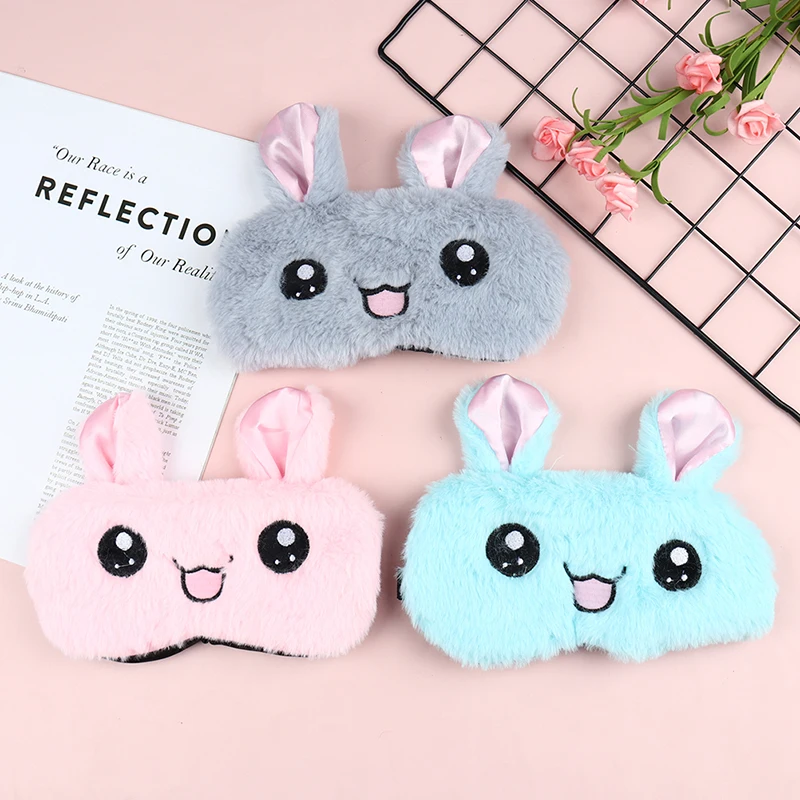 1Pcs Cartoon Plush Sleeping Mask Cover Cute Rabbit Bear Eye Cover Sleep Mask Eyeshade Relax Mask For Travel Home 4