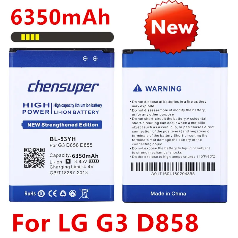 

Новинка 100% Оригинальная батарея для телефона LG G3 D855 D850 D858 D859 F460 реальная 6350 мАч Высококачественная сменная батарея для мобильного телефона