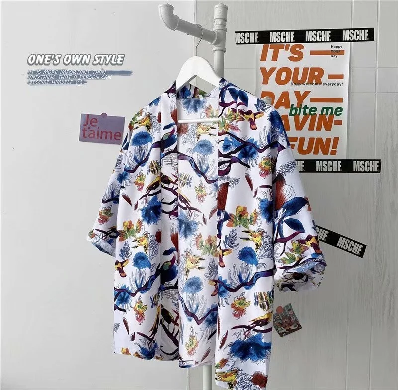 V-hanver Kimono Man Japanse Kleding Yukata Mannelijke Samurai Kostuum Haori Obi Strand Mannen Kimono Vest Japanse Streetwear Jas
