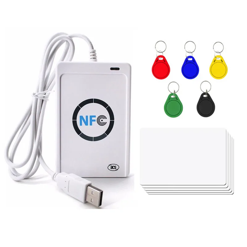 

NFC считыватель USB ACR122U бесконтактная смарт-карта ИС и запись рчид копировальный аппарат Дубликатор 5 шт. UID сменная бирка карта брелок