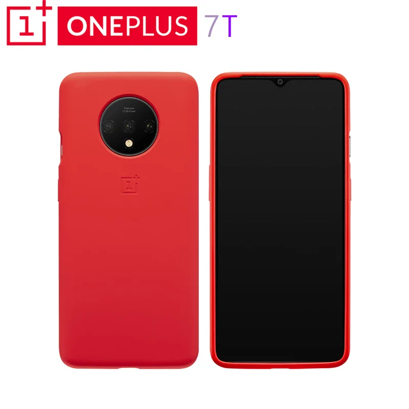 Оригинальный силиконовый чехол бампер для OnePlus 7 T красный яркий Яркий