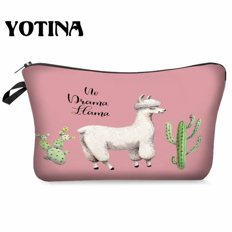 bpd9013 Yotina женская косметичка llama 3D печать с разноцветным рисунком Макияж сумка на молнии путешествий Органайзер для макияжа - Цвет: bpd9013