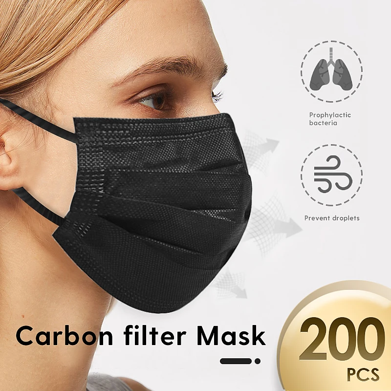 

200PCS Anti Virus Disposable Masks Protective Face Mask 4 Layer Non-woven Mouth Masks Dustproof Earloop Protection Masks