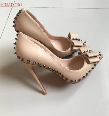 12cm Размеры 35-45, пикантные классические женские туфли-лодочки с острым носком и бантиком женские туфли под вечернее платье туфли на высоком каблуке-шпильке для вечеринок - Цвет: 12cm