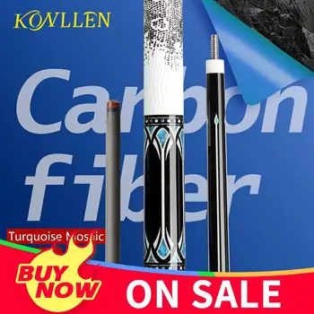 

KONLLEN JF Billiard Carbon Fiber Black Technology Carbon Shaft Turquoise Inlay Cue 11 teeth 3/8*8 Radial Pin Pool Cue Kit