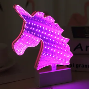 

3D LED tunnel light Ins popular unicorn star pineapple flamingo colorful led night light mirror surface fantasy night light