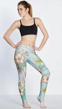 

2019 Flower Skinny Hip-lifting Exercise Breathable Super-elastic Quick-drying Ladies' Nine-point Pants leggings