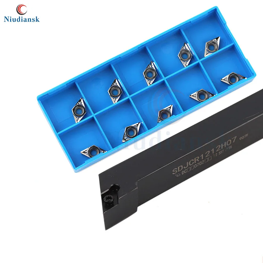 

SDJCR1010H07 SDJCR1212H07 SDJCR1616H07 CNC Lathe Tool External Turning Tool Holder SDJCL+10pcs DCMT0702 DCGT0702 Carbide Inserts