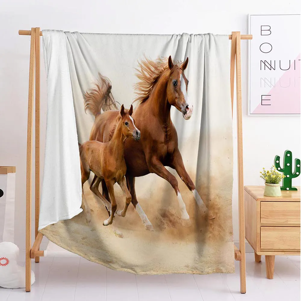 

A running horse animal Custom blankets Large and small size throw blanket tapestry sleeping blanket flannel blanket bedding