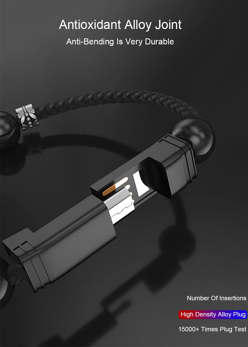 Зарядка через usb зарядное устройство-Браслет Смарт ювелирные изделия из бисера браслет быстрой передачи данных кабель для IPhone с микро USB Android телефон автомобильное Зарядное устройство