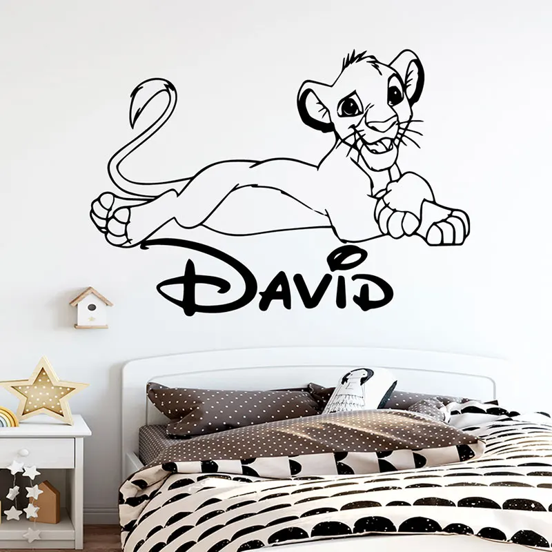 

Personalized Name Cartoon Lion King Wall Sticker Vinyl Home Decoration Kids Boy's Room Nursery Decals Autocollant Mural 3818
