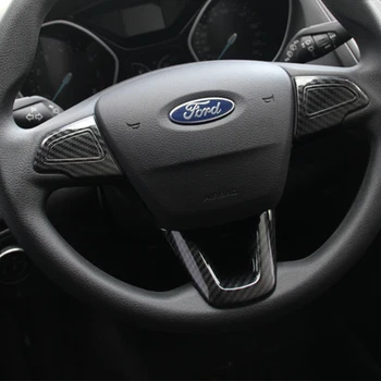 

3pcs/lot Carbon Fiber Car Steering Wheel Decoration Trim Sequins Interior Sticker Styling Accessories For Ford Focus 2015-2018
