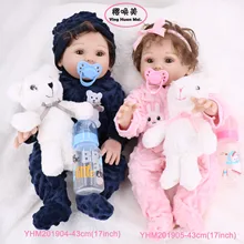 Ребенок Reborn полный силикон Reborn полный силиконовый корпус Детские куклы мальчик и девочка Твин 43 см винил реалистичный мини Moll Ванна игрушка водонепроницаемый
