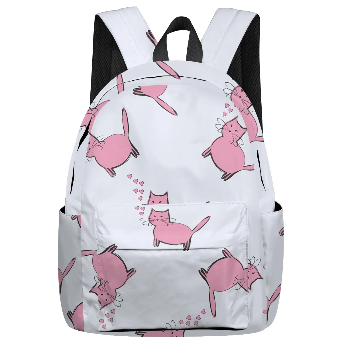 

WHEREISART Kitten Cat Cartoon Animal Backpacks Night Light Reflective Multipurpose Daypacks Bottle Side Pockets Outdoor
