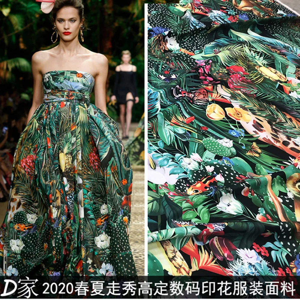 2 ярда/лот новая весенняя Экологичная ткань с принтом зоопарка одежда ручной работы DIY платье рубашка мягкая печатная кружевная ткань