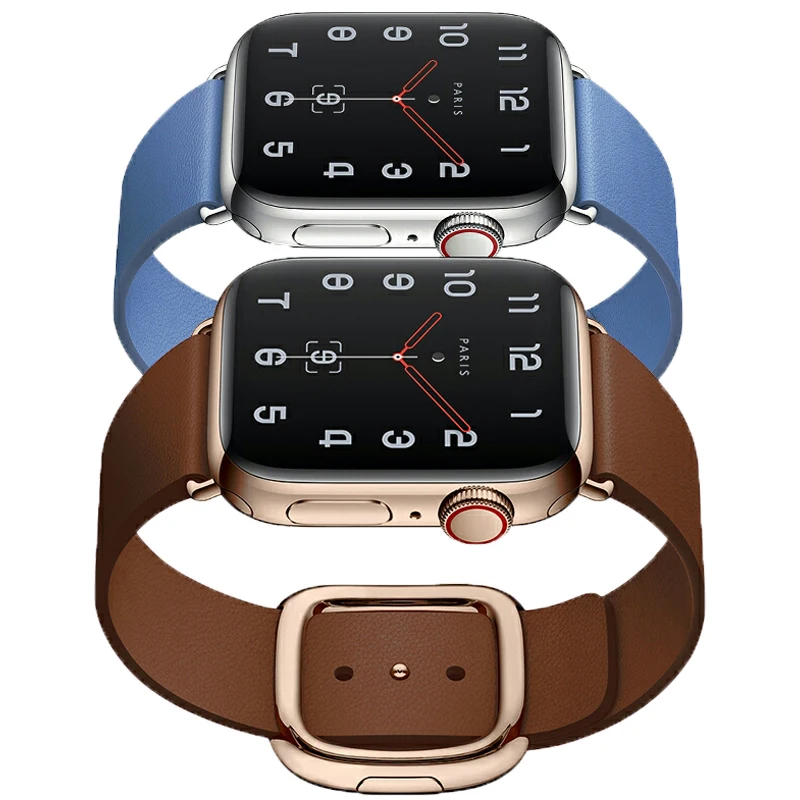 

Leather Strap for Apple watch band 45/44/42mm 38/40/41mm modern style buckle Leather Bracelet wrishband iWatch series 7 6 5 4 se