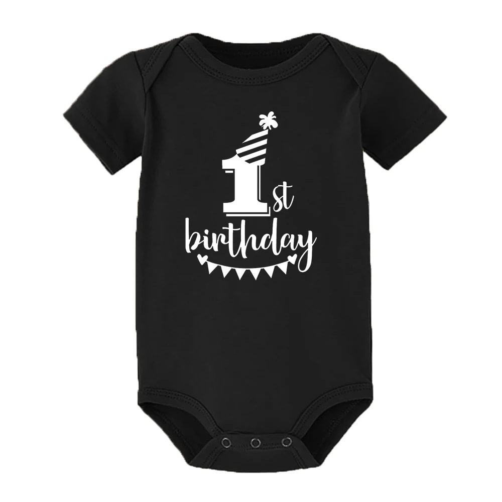 My 1st Birthday Newborn Baby Summer Romper Infant Body Toddler Short Sleeve Jumpsuit Baby Birthday Party Outfit Boy Girl Clothes 6