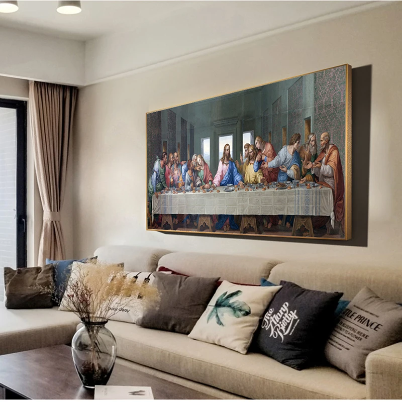 

XINQI Leonardo Da Vinci's The Last Supper Posters and Print Wall Art Canvas Painting Famous Painting Art for Living Room Decor
