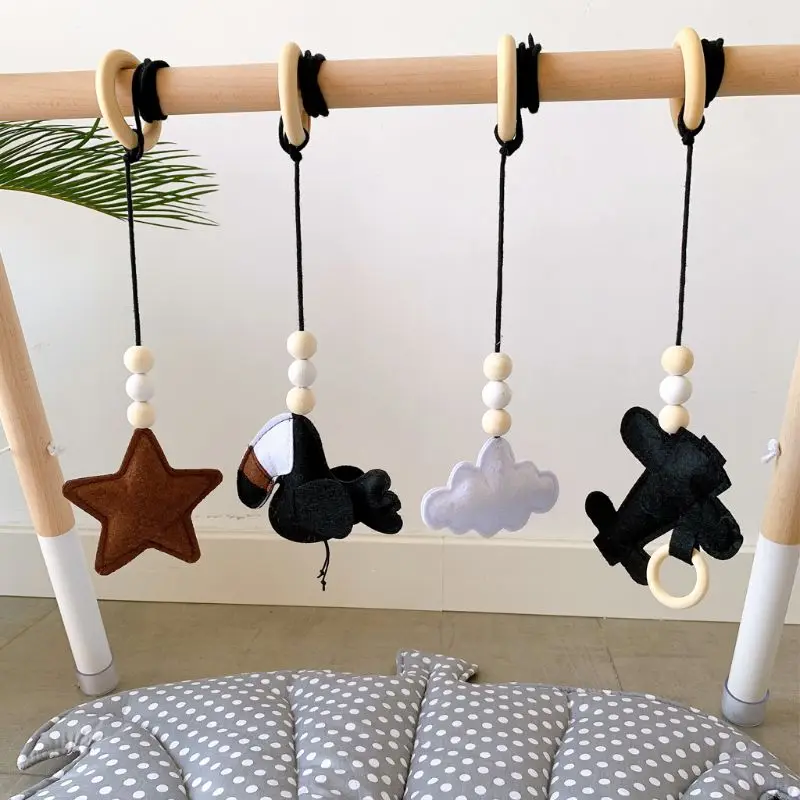 Pendant Room-Decoration Baby Children Hanging-Ornaments Solid-Wood Infants Gym-Toy Fitness-Rack