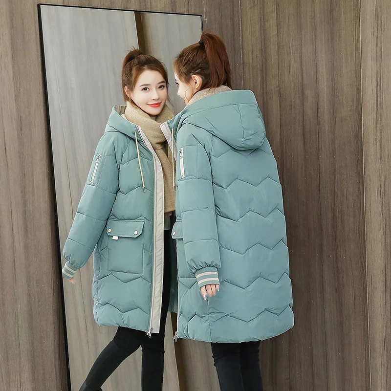 

Plus Size 3XL Women Winter Jacket Hooded Stand Collar Cotton Padded Female Winter Coat Women Warm Thick Long Parkas