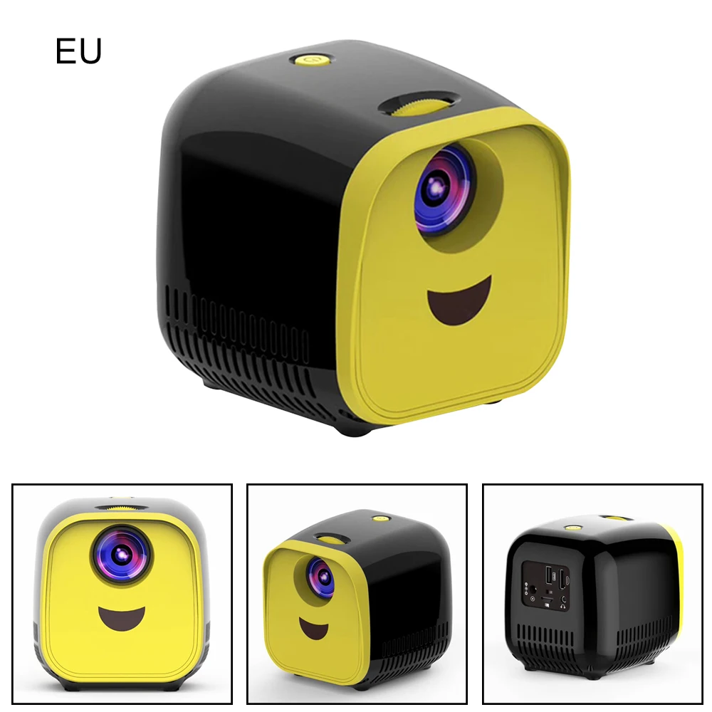 Портативный полноцветный светодиодный ЖК-видеопроектор для детей, видео, ТВ, кино, вечерние, развлекательные, Звездные, прожекторные лампы 13 - Цвет: Black EU