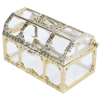 

20Pcs Top Grade Large Size Treasure Box Gold Transparent Plastic Wedding Gift Boxes Baby Shower Candy Box Jewellery Box