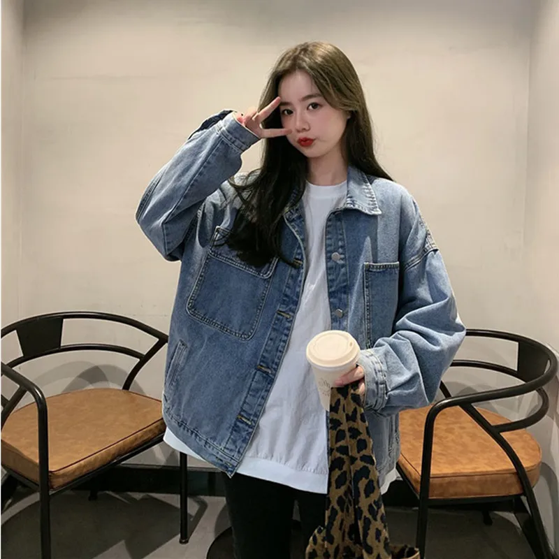 

Denim Jacket Women Loose Style Korean Retro plus Size Jeans Coat 2020 Spring Autumn New Version Casual Jacket Abrigo De Mujer