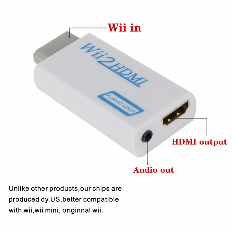 toslink WII to HDMI Converter Full HD 1080P WII to HDMI Wii 2 HDMI Converter 3.5mm Audio for PC HDTV Monitor Display Wii To HDMI Adapter hdmi adapter