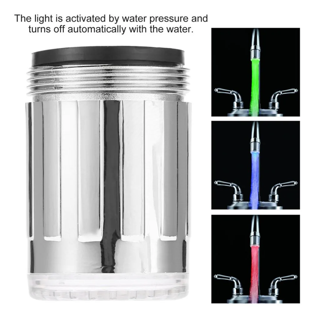 

High Quality 1pcs LED Light Water Faucet Tap Heads Temperature Sensor RGB Glow Shower Stream bathroom faucet 3 Color Changing