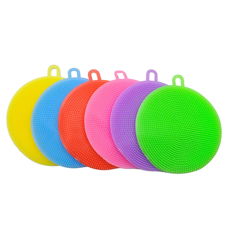 

Silicone Dishwashing Brush Multifunctional DeconTamination Kitchen Oil-free Cleaning Brush Round Scouring Pad
