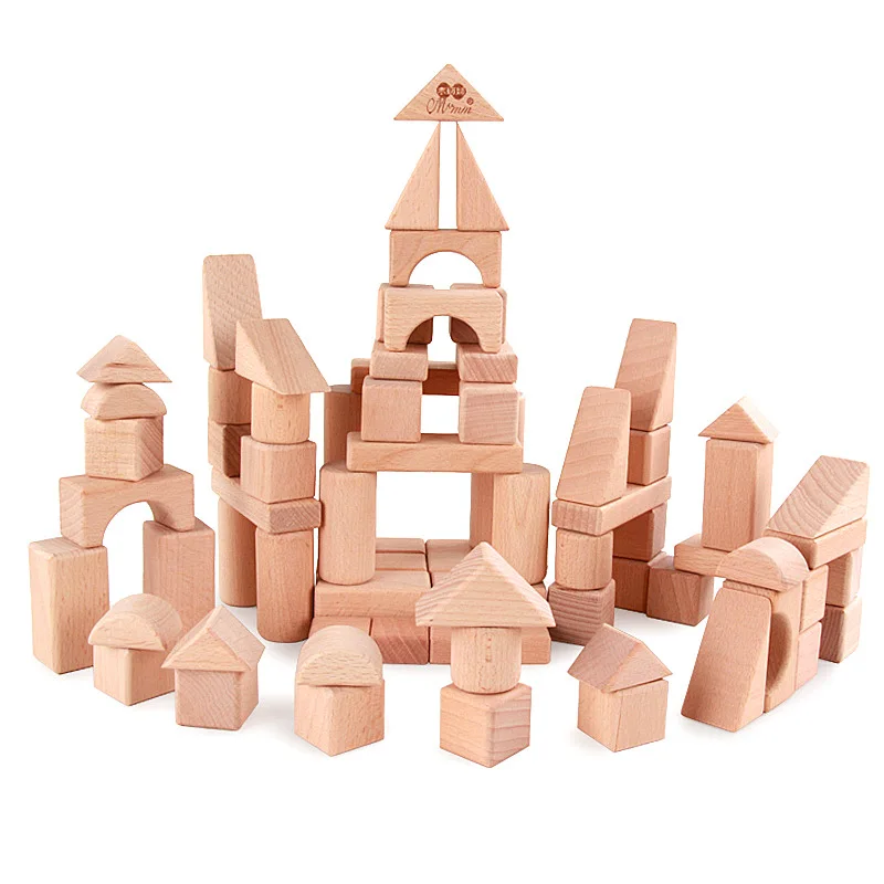 

Wood Mom Wood-Bite Assembled Inserted Building Blocks Primary Color Building Blocks Solid Wood Infants Children'S Educational To