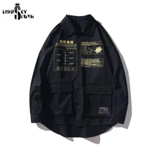 Мужская винтажная рубашка в китайском стиле модная хип-хоп длинная Повседневная Толстовка Harajuku Топ Повседневная Уличная осенняя
