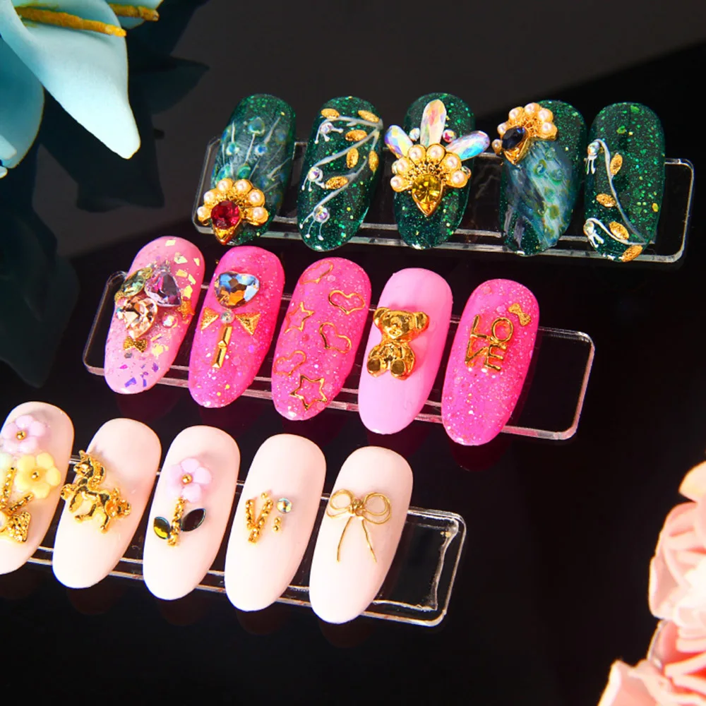 10Pcs Transparent Acrylic Nail Holder False Nail Stand Manicure Displayer Practice Show Board Nail Art False Tips Sticks