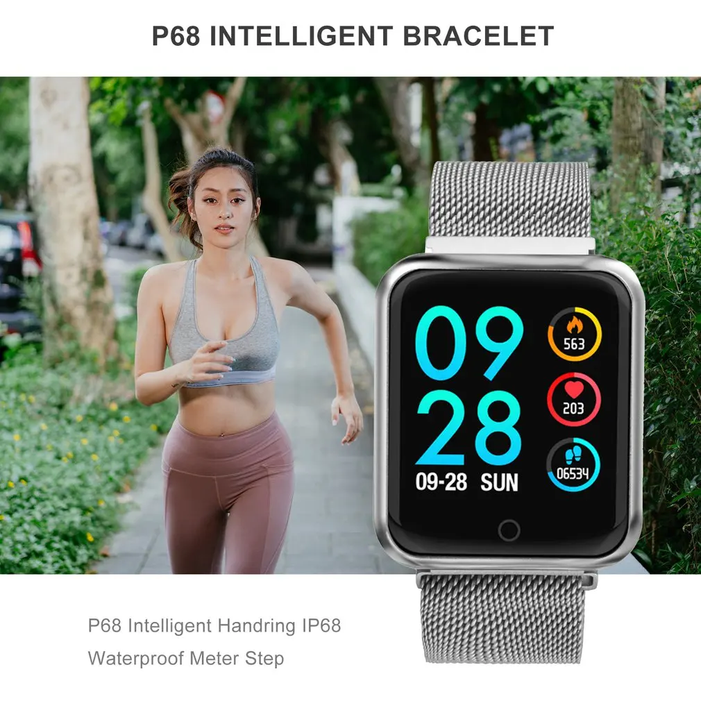 Steel Strip Color Screen Depth Waterproof Exercise Heart Rate Long Time Standby Swimming Step P68 Smart Bracelet