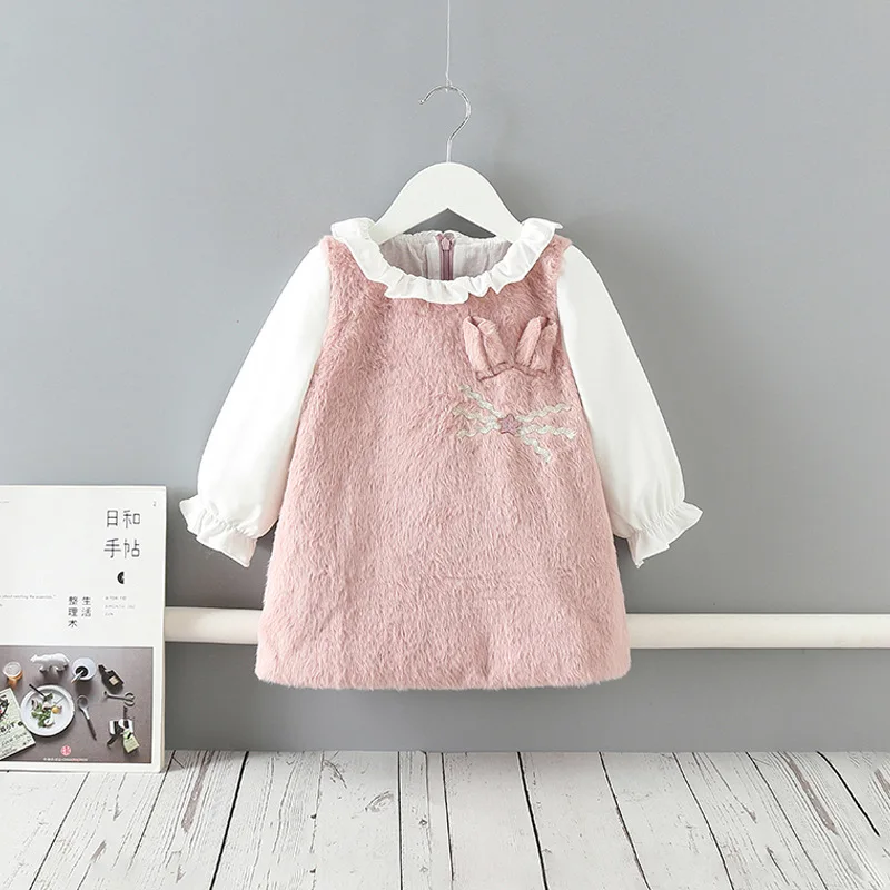 

Momoidea Childrenswear 2019 Autumn New Style Girls Dress Sweet Cute Children plus Velvet Dress